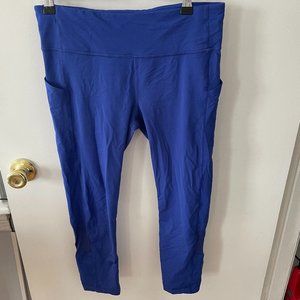 Lululemon Leggings Blue with Pocket Detail, Mesh Detail, Size 6, worn ONCE!